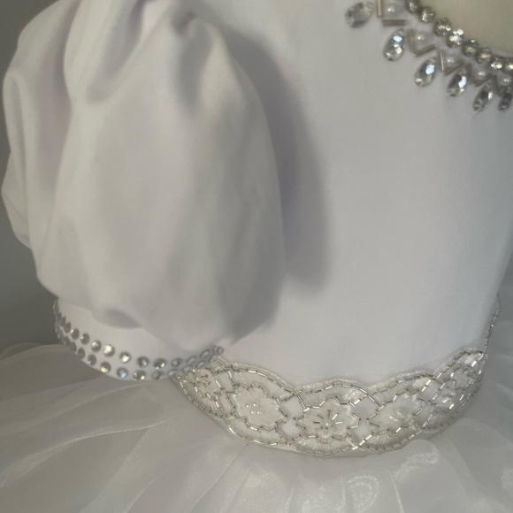 White girls couture christening flower girl semi glitz natural pageant dress - Picture 7 of 7